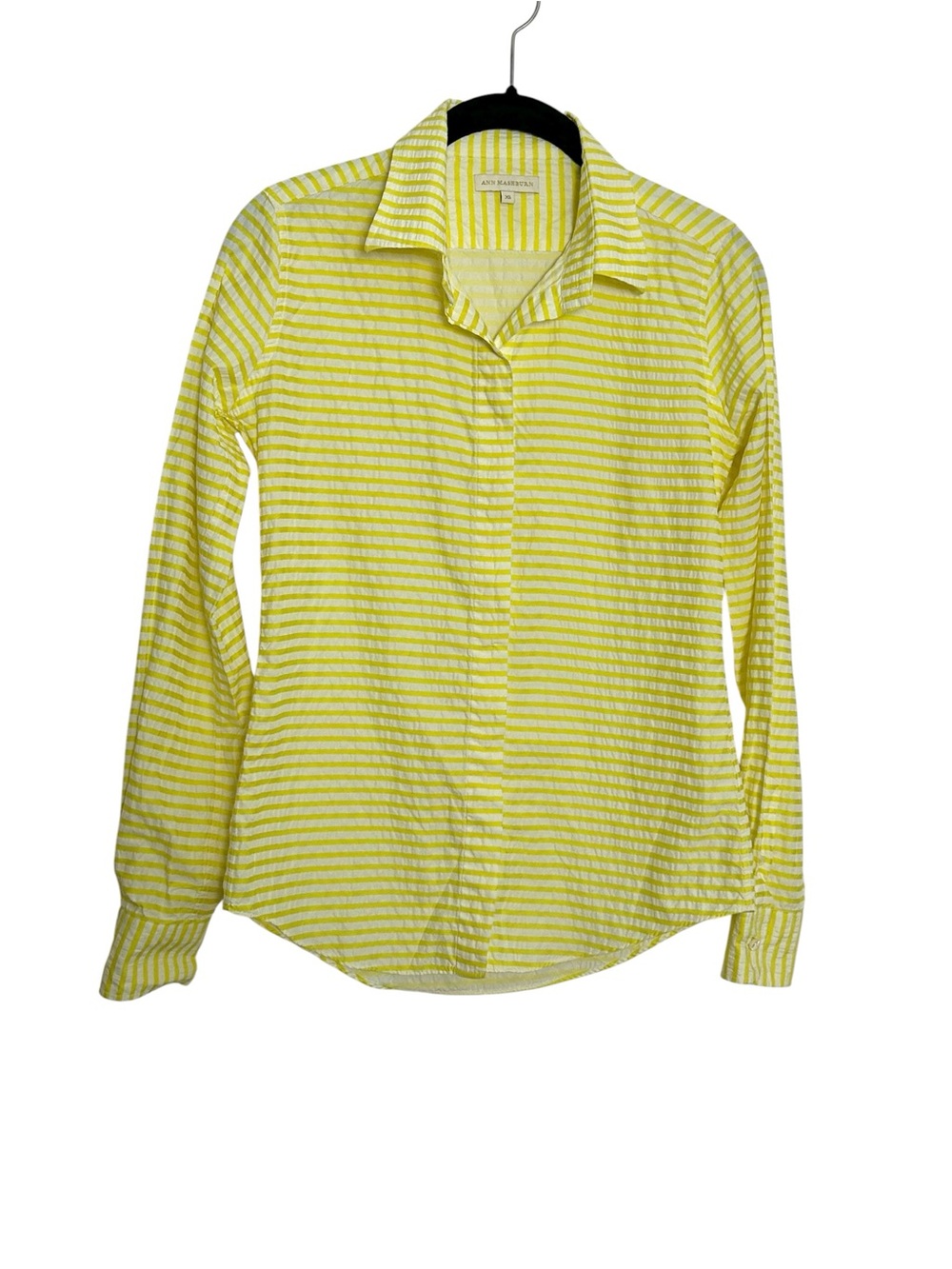 Ann Mashburn Yellow White Striped Button Down Shirt XS